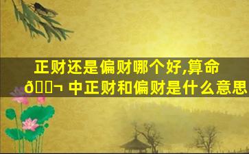 正财还是偏财哪个好,算命 🐬 中正财和偏财是什么意思